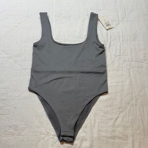 A New Day Gray Square Neck Sleeveless Bodysuit | Balletcore Bodycon Tank NWT